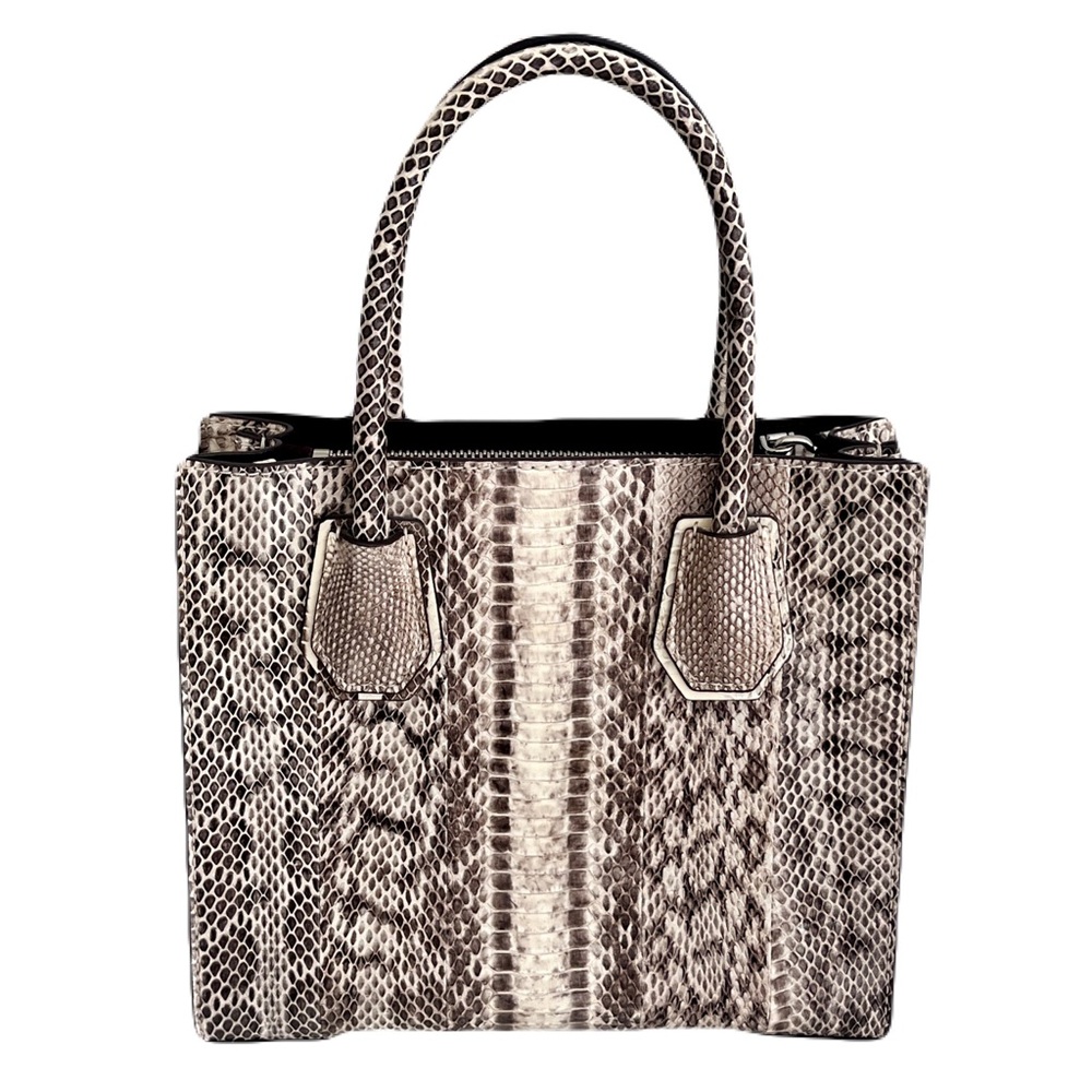 Michael Kors Beige Genuine Snakeskin ‘Mercer’ Crossbody Satchel Bag - Picture 5 of 14